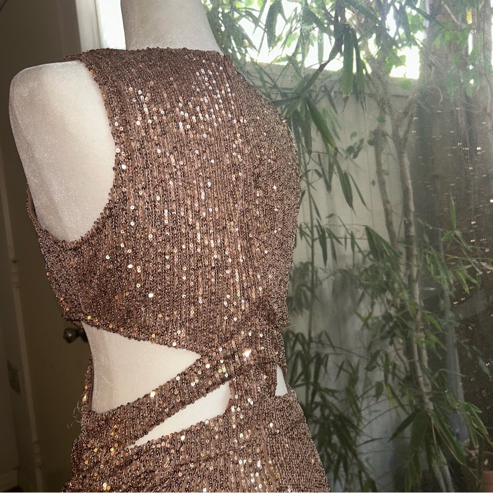 Fashion Nova Bronze Sequin Maxi Dress - Picture 6 of 12